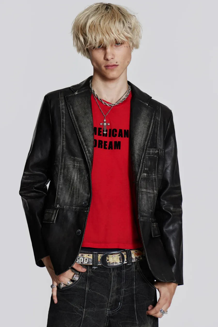 Jaded London *Ash Faux Leather Blazer