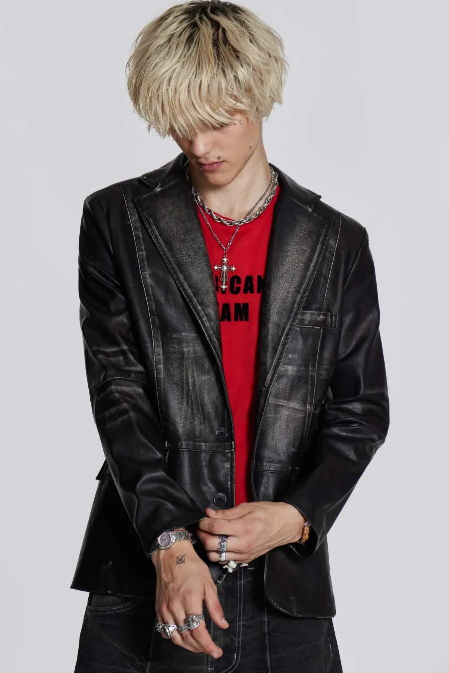 Jaded London *Ash Faux Leather Blazer