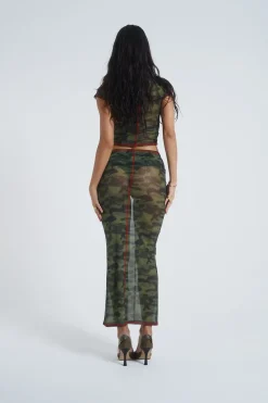 Jaded London Beach Skirts*Astro Camo Mesh Maxi Skirt