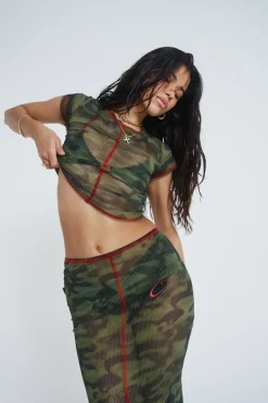 Jaded London Beach Skirts*Astro Camo Mesh Maxi Skirt