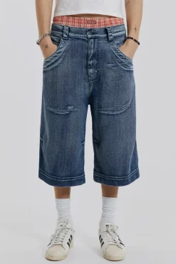 Jaded London Jorts & Shorts*Axle Acid Wash Denim Jorts