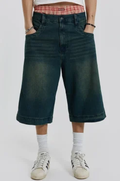 Jaded London Jorts & Shorts*Axle Sandblast Denim Jorts