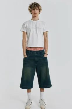 Jaded London Denim Jorts*Axle Sandblast Denim Jorts