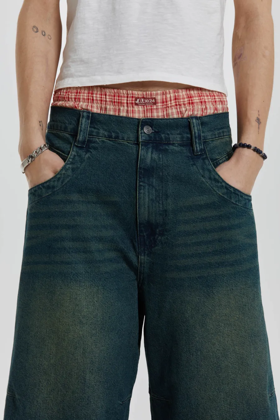 Jaded London Denim Jorts*Axle Sandblast Denim Jorts