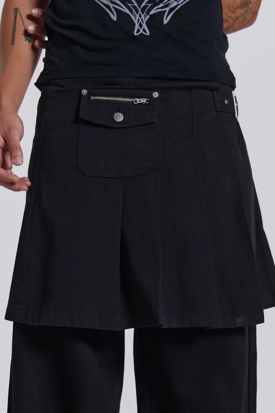 Jaded London Kilts*Black Anarcho Kilt