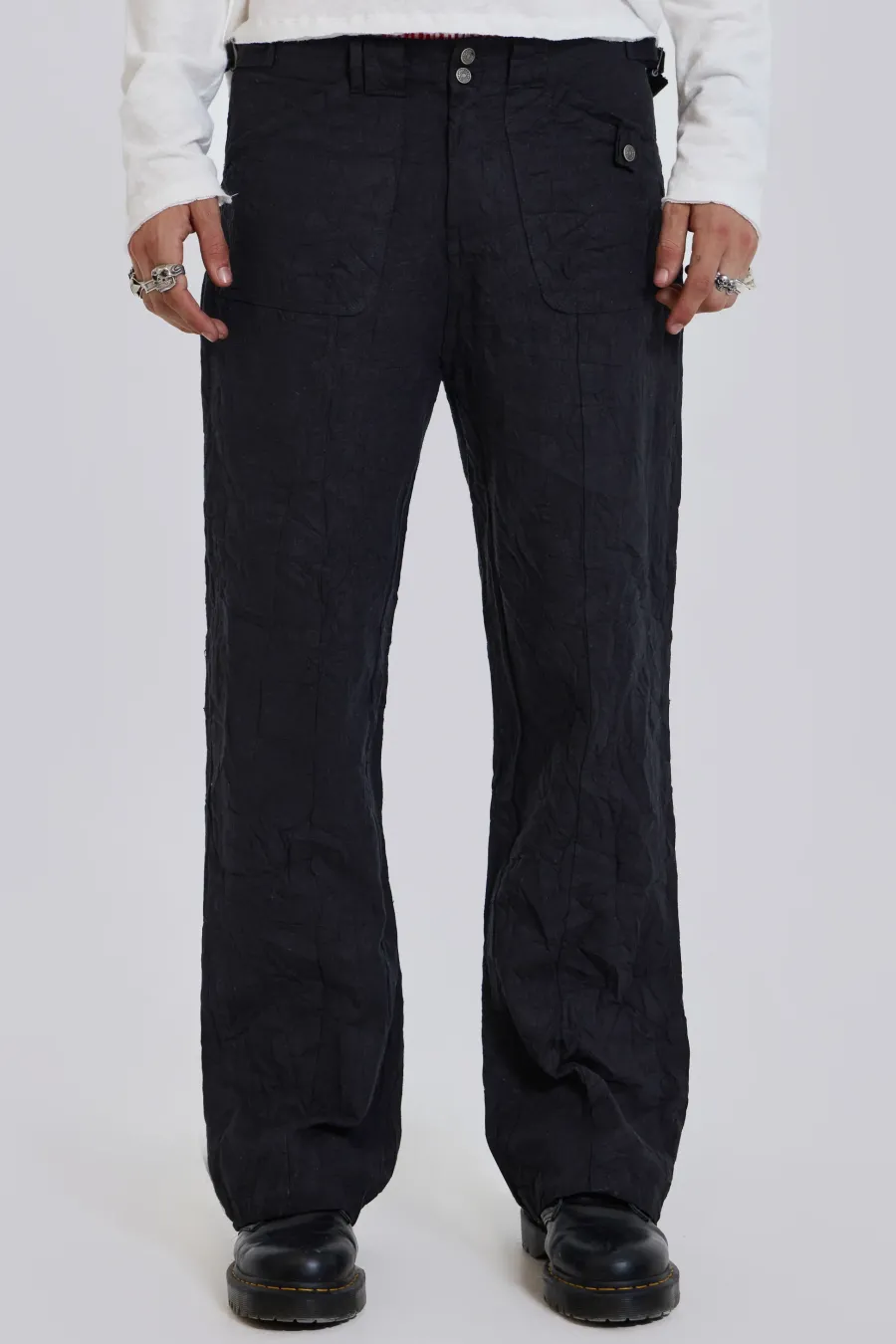 Jaded London Cargo Pants*Black Creased Pants