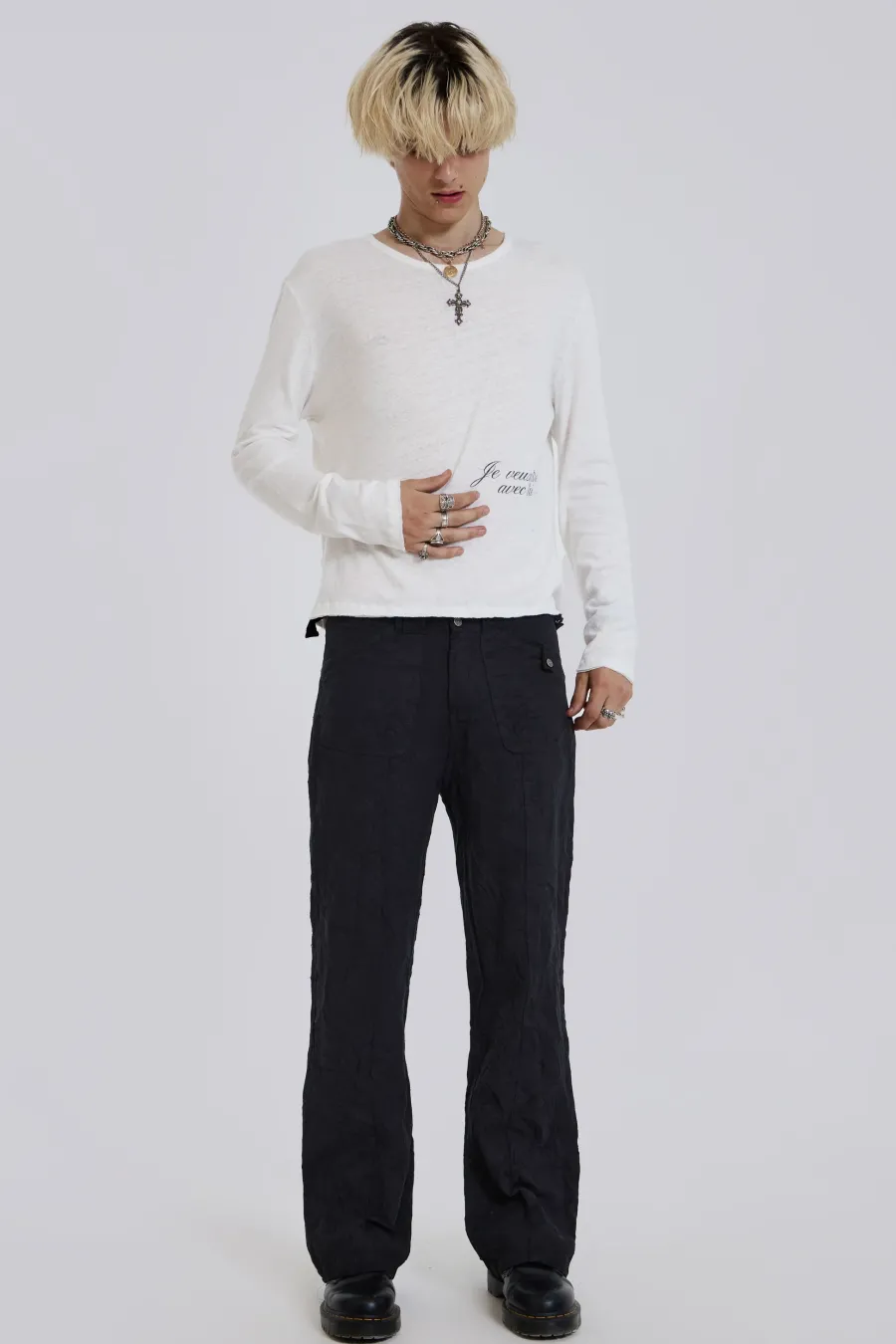 Jaded London Cargo Pants*Black Creased Pants