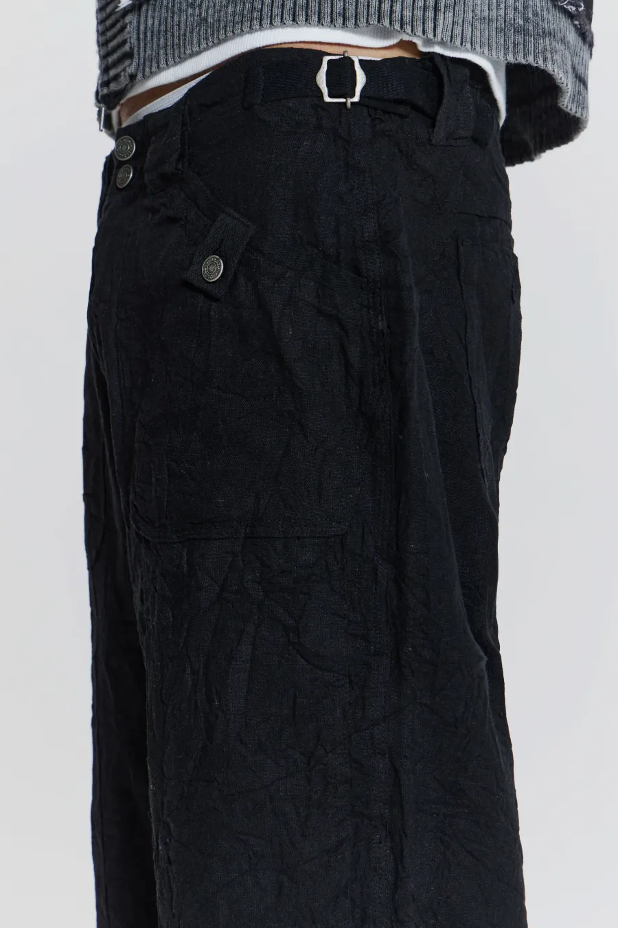 Jaded London Cargo Pants*Black Creased Pants