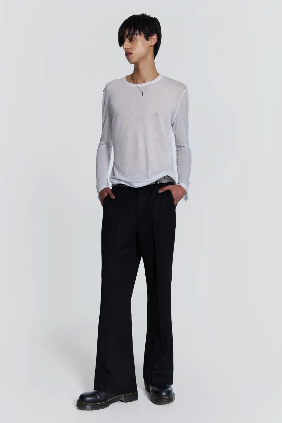 Jaded London Trousers*Black Flared Suit Pant