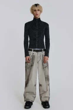 Jaded London Knitwear*Black Lucid Knit Track Top
