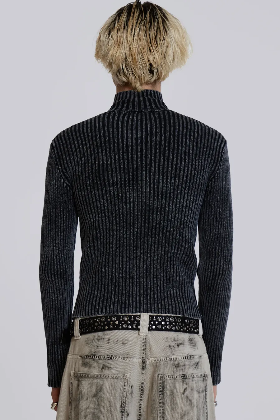 Jaded London Knitwear*Black Lucid Knit Track Top