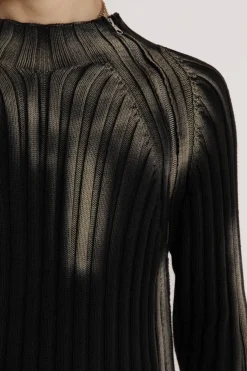 Jaded London Knitwear*Black Luster Asymmetric Knit