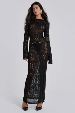 Jaded London New In Beach & Swimwear*Black Metallic Umbra Maxi Dress