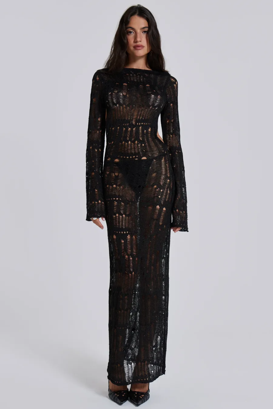 Jaded London New In Beach & Swimwear*Black Metallic Umbra Maxi Dress