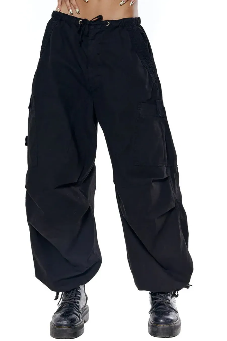 Jaded London Trousers*Black Parachute Cargo Pants