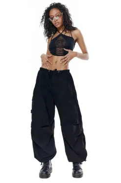 Jaded London Trousers*Black Parachute Cargo Pants