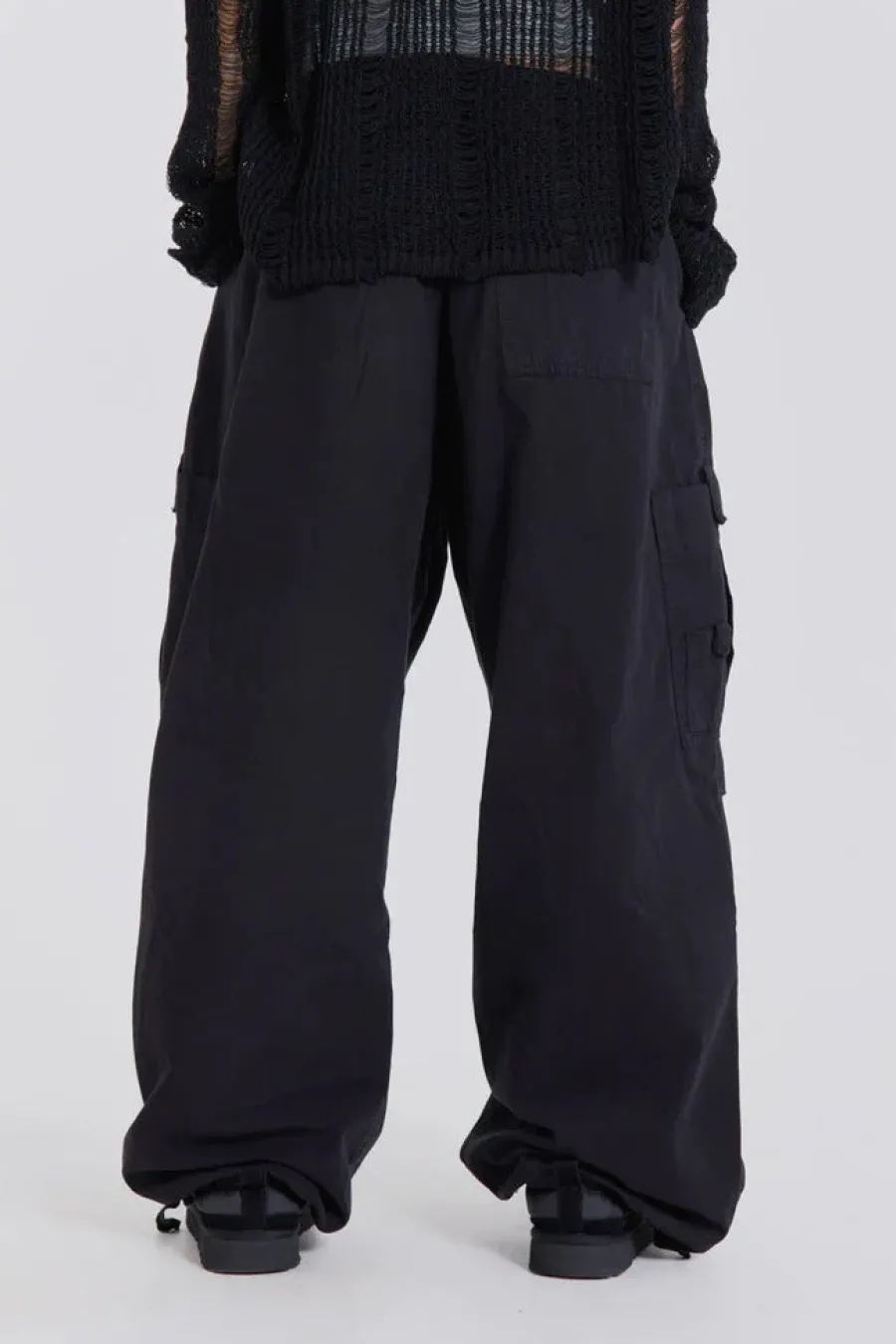 Jaded London Trousers*Black Parachute Cargo Pants