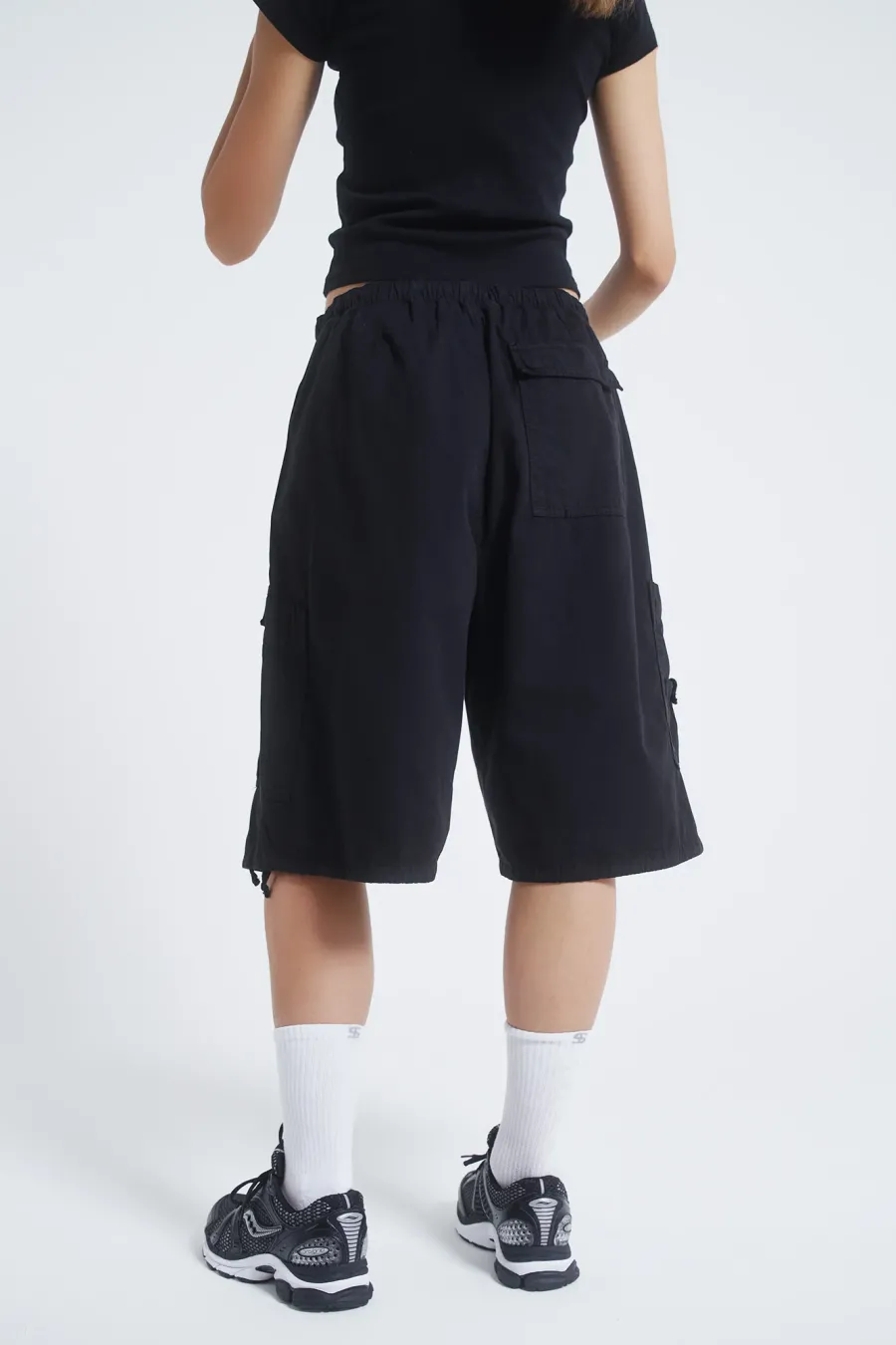 Jaded London Parachute Pants*Black Parachute Cargo Shorts