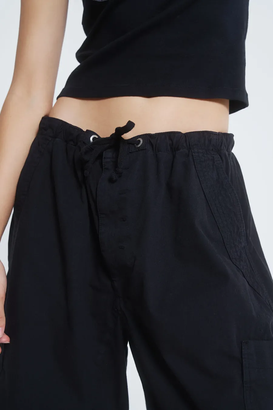 Jaded London Parachute Pants*Black Parachute Cargo Shorts