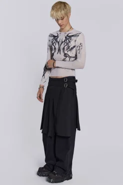 Jaded London Jeans*Black Steel Pleated Skirt
