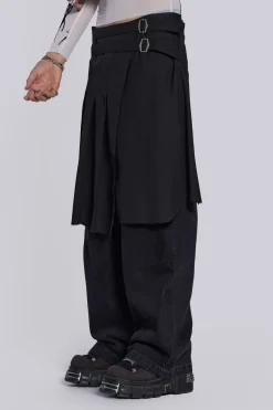 Jaded London Jeans*Black Steel Pleated Skirt