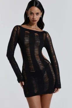 Jaded London Mini Dresses*Black Umbra Shredded Mini Dress