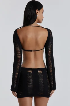 Jaded London Mini Dresses*Black Umbra Shredded Mini Dress