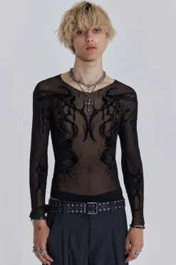 Jaded London T-Shirts*Black Wings Mesh Top