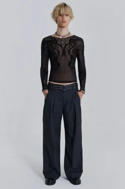 Jaded London T-Shirts*Black Wings Mesh Top