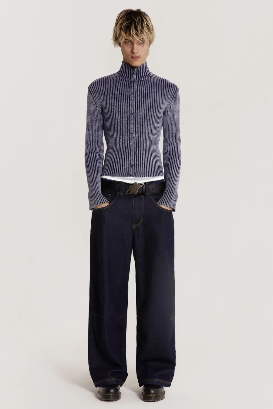 Jaded London Knitwear*Blue Lucid Knit Track Top
