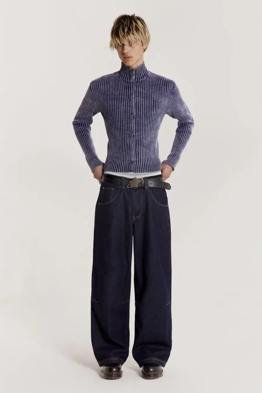 Jaded London Knitwear*Blue Lucid Knit Track Top