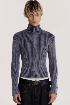 Jaded London Knitwear*Blue Lucid Knit Track Top