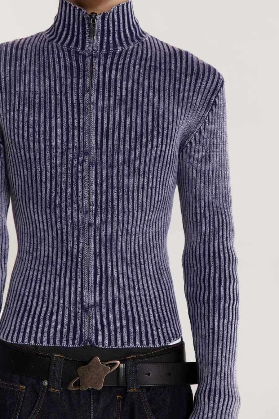 Jaded London Knitwear*Blue Lucid Knit Track Top