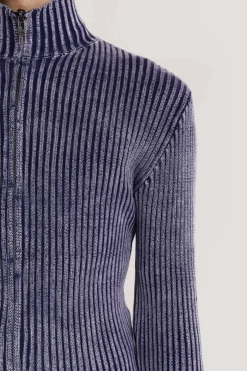 Jaded London Knitwear*Blue Lucid Knit Track Top