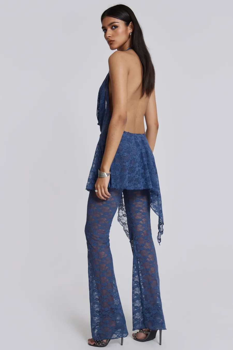 Jaded London Mini Dresses*Blue Riva Lace Co-Ord Set