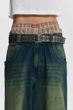 Jaded London Jorts & Shorts*Brown Check Boxer