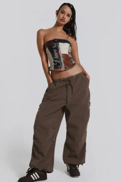 Jaded London Trousers*Brown Parachute Cargo Pants