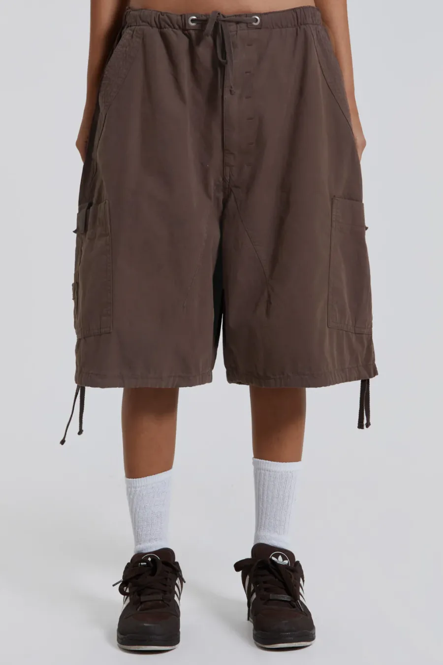 Jaded London Parachute Pants*Brown Parachute Cargo Shorts