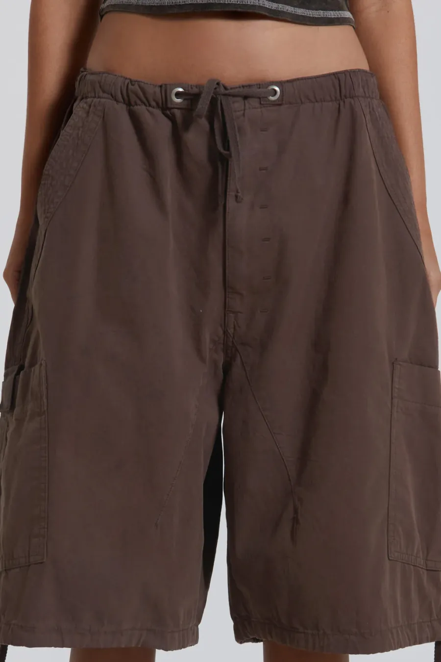 Jaded London Parachute Pants*Brown Parachute Cargo Shorts