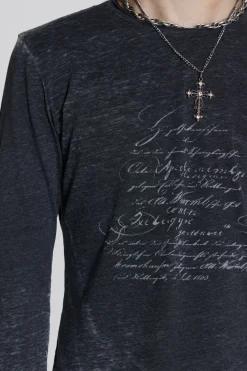 Jaded London T-Shirts*Burnout Script Long Sleeve Tee