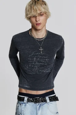 Jaded London T-Shirts*Burnout Script Long Sleeve Tee