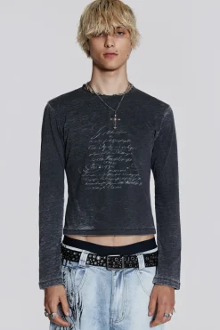 Jaded London T-Shirts*Burnout Script Long Sleeve Tee