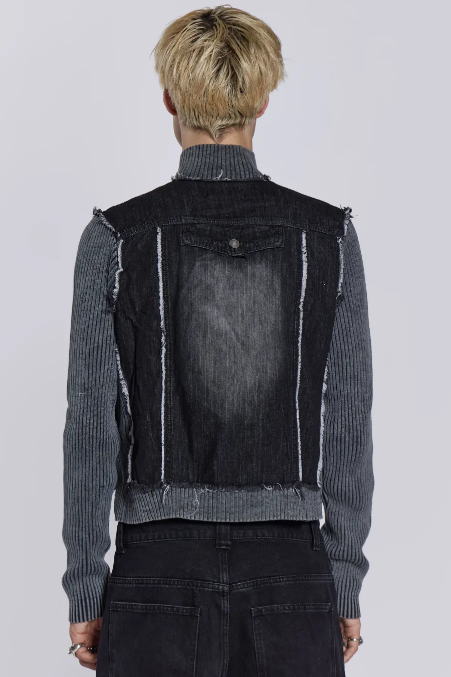 Jaded London Knitwear*Cage Denim Knit Track Top