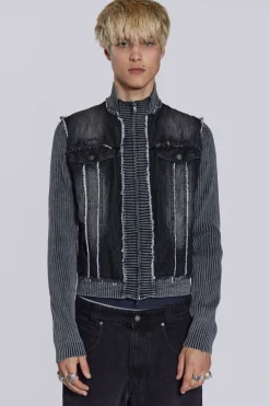 Jaded London *Cage Denim Knit Track Top