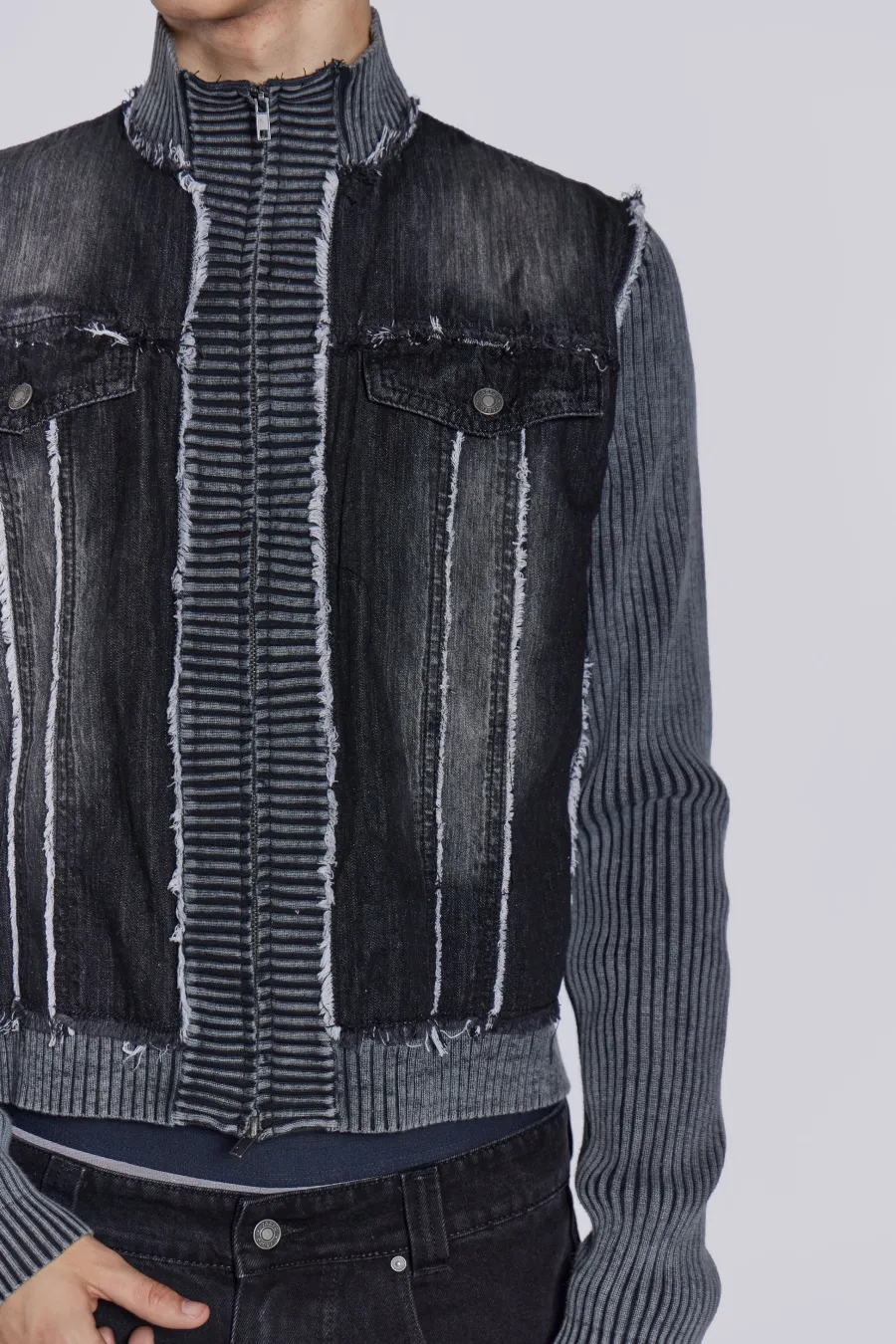 Jaded London *Cage Denim Knit Track Top