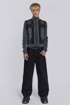 Jaded London *Cage Denim Knit Track Top
