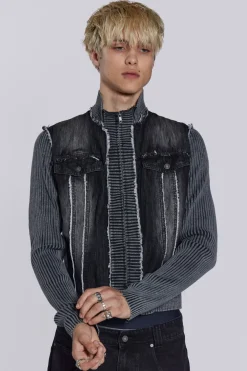 Jaded London *Cage Denim Knit Track Top