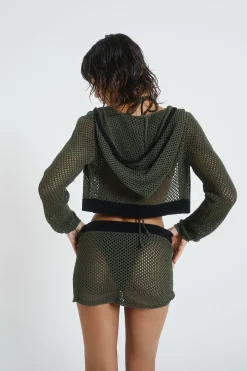 Jaded London *Caldera Khaki Crochet Hoodie