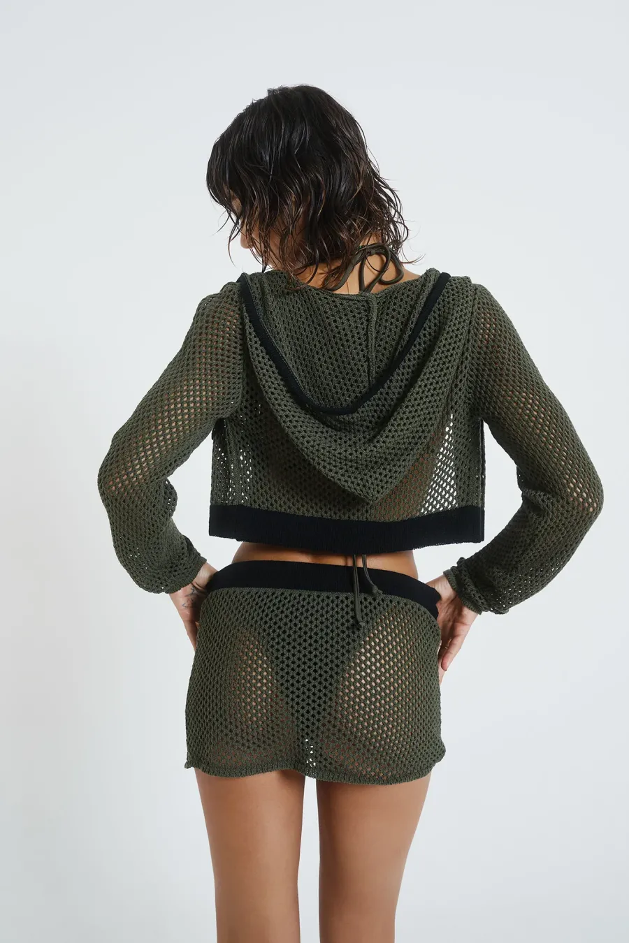 Jaded London *Caldera Khaki Crochet Hoodie
