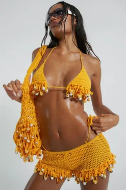 Jaded London Knitwear*Canary Knit Bag With Beaded Trim